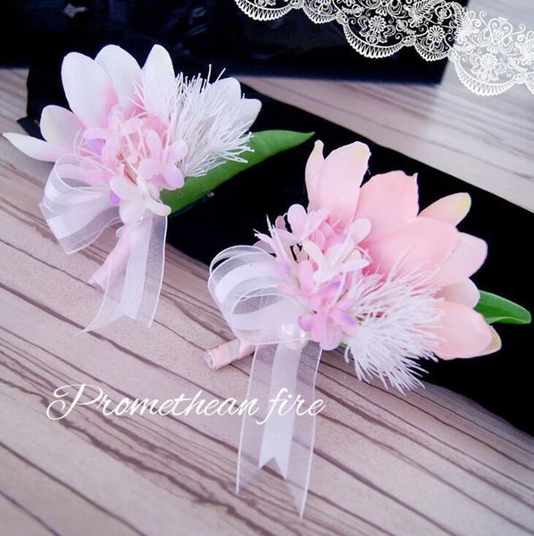 

5pcs sale man groom boutonniere silk satin rose flower men buttonhole wedding party prom suit corsage decorative flowers & wreaths