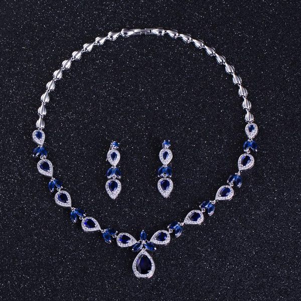 

earrings & necklace fashion water drop leaves wedding bridal accessories bling austria crystal jewelry sets, Silver