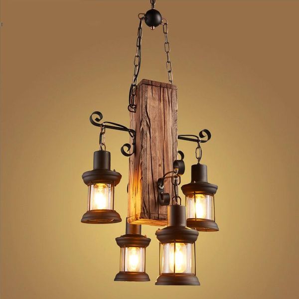 

pendant lamps loft wood chandelier cafe industrial glass light restaurant lamp clothing shop dining room table e27