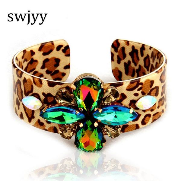 

cuff swjyy coffee tiger printing resin bracelets bangles woman open gradient manual for national wind charm jewelry gift, White