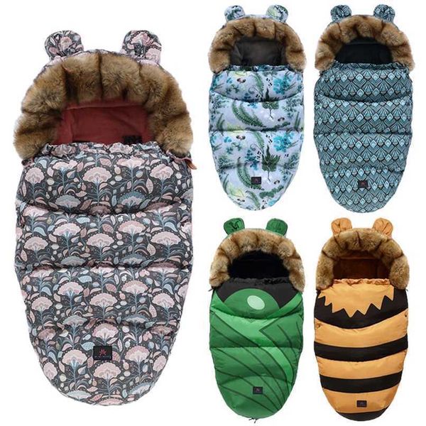 

-30degree baby sleeping bag winter out windproof envelope thick infant stroller footmuff fleece warm sleepsack for babies 0-24m 220209