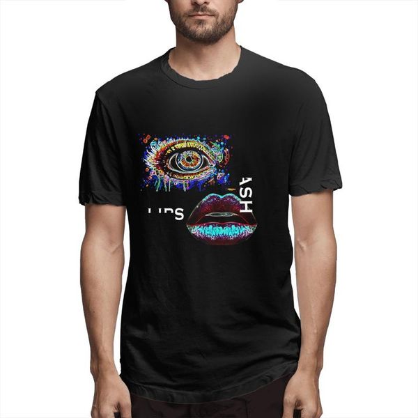 

eyelash lips printed funny men's short sleeve t-shirt summer fashion tees, White;black
