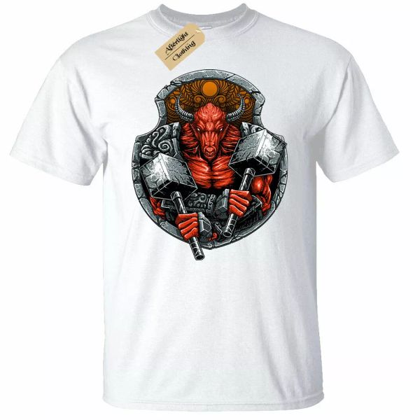 

minotaur shirt man warrior barbarian fighter d&d hammer, White;black