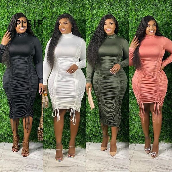 

high neck long sleeve simple pure color skinny mini dress tight club party lady fashion sheath casual dresses, Black;gray