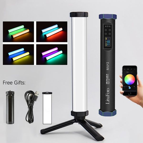 

flash heads litufoto rgb tube handheld fill light 3200k-7500k dimmable led video soft lamp with app control pography vs 6c pavotube