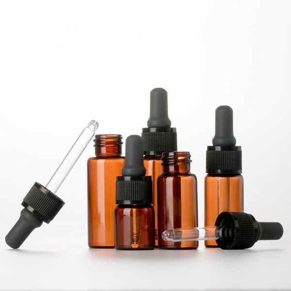 

storage bottles & jars 5-100mldropper bottle amber essential oil glass liquid brown 5-50ml drop for massage pipette refillable