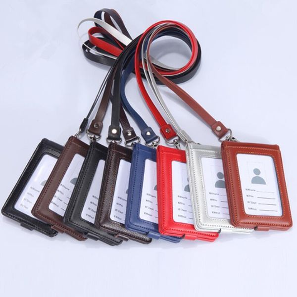 

card holders leather material sleeve id badge case clear bank clip holder accessories, Brown;gray