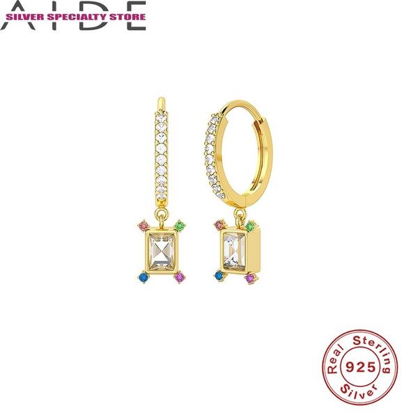 

hoop & huggie aide 925 sterling silver earrings for women pendiente plata colored mini cz piercing earring design luxury jewelry gift, Golden;silver