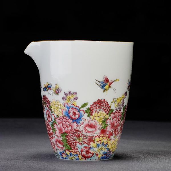 

creative handmade porcelain fair cup hand painted enamel pattern cha hai chinese tea set accessories coffee milk mug mugs