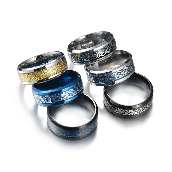

stainless steel ring silver golden dragon blade rings mix sizes