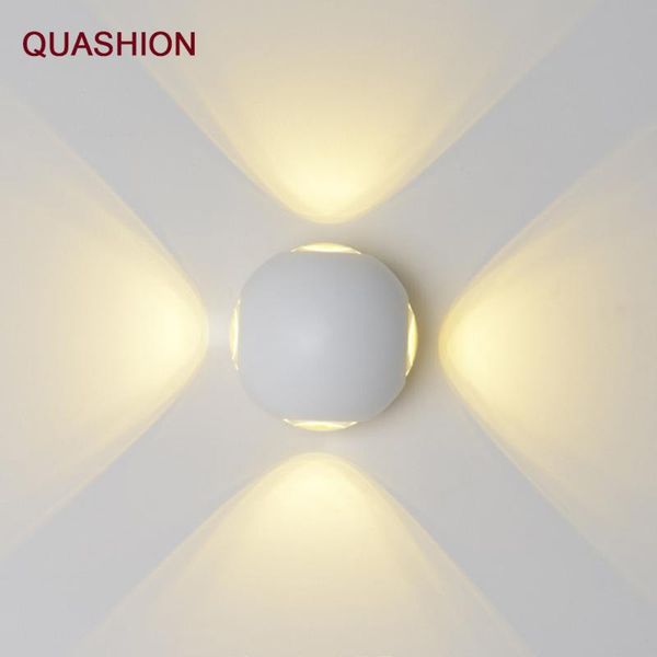 

outdoor wall lamps led waterproof indoor light round four-sided illumination surface mounted garden corridor porch
