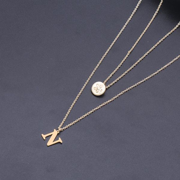 

pendant necklaces initial letter layered choker alphabet necklace for women girls bridesmaid gifts, Silver