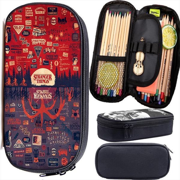 

stranger things 3 kids pencil cosmetic bag students boys girls multifunction holder fashion box back to school