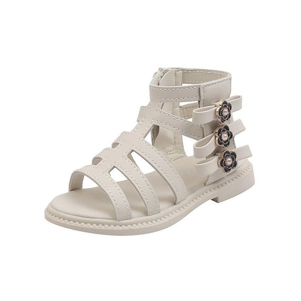 

summer roman shoes rivet baby girls sandals fashion soft bottom non-slip rhinestone kids flat sneakers 26-36, Black;red