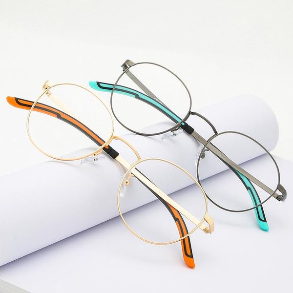 

fashion sunglasses frames casual metal oval art glasses full frame comfortable flat mirror simple can be equipped with myopia frame., Black