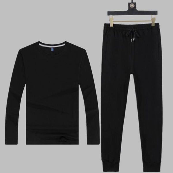 

men's tracksuits long-sleeved round collar t-shirt fashion easing leisure shirt logo suits men with short sleeves, Gray