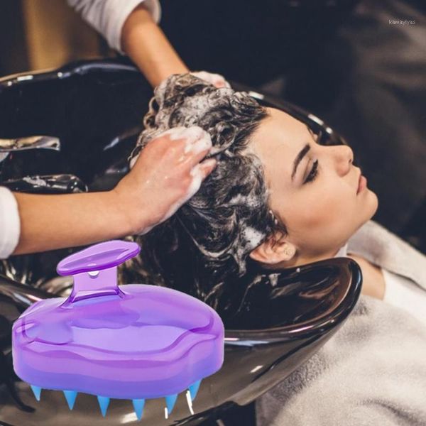 

1pcs scalp massage brush plum shape smoothing hair silicone bath spa slimming for bathroom washing comb brushes1, Silver