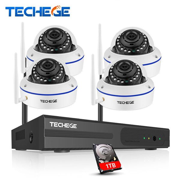 

techege 4ch wireless nvr play & plug 1.0mp hd camera system vandalproof outdoor ip wifi surveillance kit 720p cctv systems