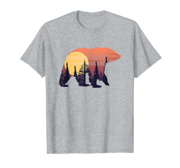

bear sunset wildlife t shirt animal lover forest tee, White;black