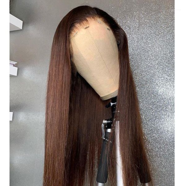 

dark brown silky straight u part wigs13x4 human hair lace front wig for black women with baby soft brazilian hairwigs wigs1, Black;brown