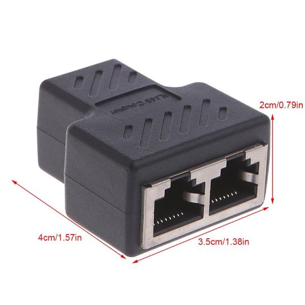 

hubs 1 to 2 ways lan ethernet network cable rj45 female splitter connector adapter