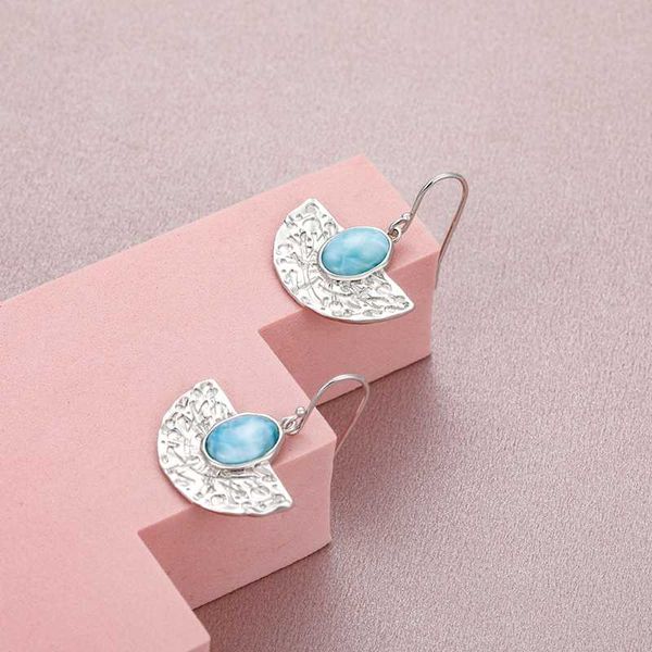 

dangle & chandelier 925 sterling silver jewelry for women larimar earring fashion natural precious texture restoring ancient ways rhodium pl