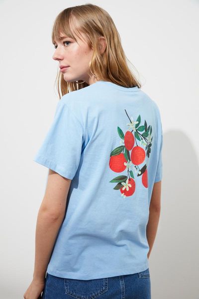

women's t-shirt trendyol printed boyfriend knitted twoss21ts2189, White