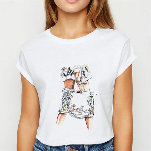 

casual girls happy printed womens t shirt harajuku summer sell for woman short sleeve pop trendy top, White