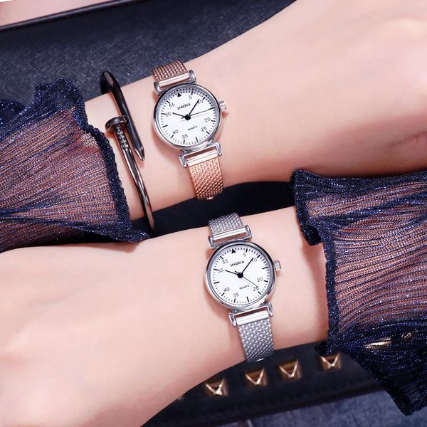 

wristwatches small watch women silicone bracelet quartz women's fashion antique ladies clock zegarek damski, Slivery;brown