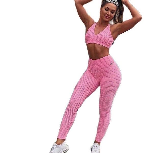 

yoga outfit women sports set high waist hips leggings trousers backless clothes gym workout fitness sportswear 2 pieces