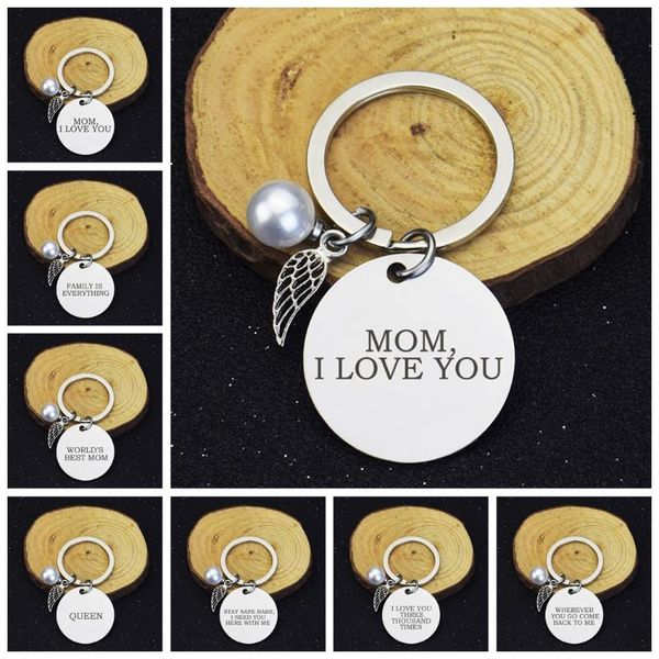 

keychains i love you mom keychain daughter mother fashion engraved metal key chain gift mother's day, Silver