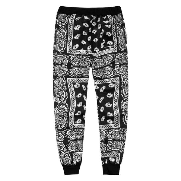 

cross new cashew flower mini foot guard fashion pants, 3d personalized elastic waist casual pants, Black