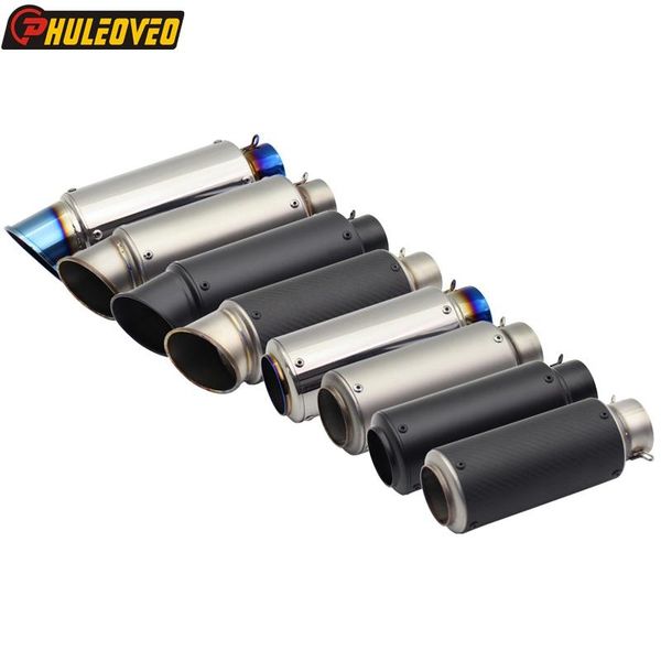 

motorcycle exhaust system inlet 51mm 61mm pipe muffler escape demper carbon fiber universal motorbike with db killer