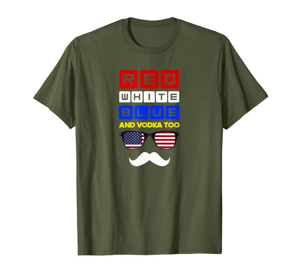 

4th of july drinking red white blue and vodka too t-shirt, White;black