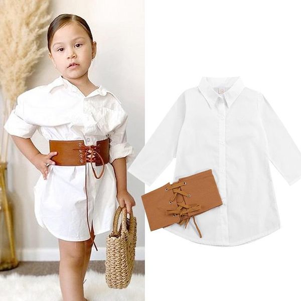 

girl's dresses 1-6y toddler kids baby girl long sleeve white blouse dress +cross waist straps girdle 2pcs fashion girls clothes, Red;yellow