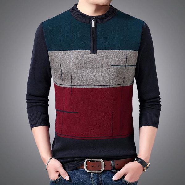 

men's sweaters winter sweater men casual zipper pullover warm wool knitted pull homme slim fit jersey mens clothing y412, White;black