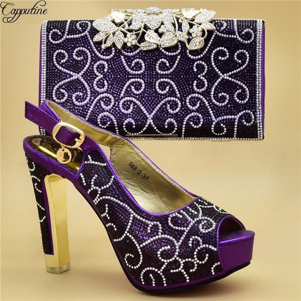 

dress shoes fashion purple lady high heel sandal and evening purse bag set with rhinestones for party 988-2 , height 12cm, Black