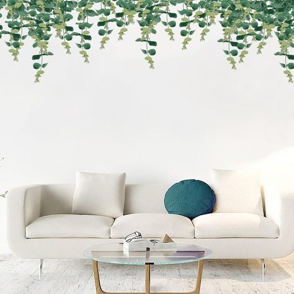 

wall stickers nordic style rattan leaf green living room bedroom sofa background environmentally friendly kitchen bed