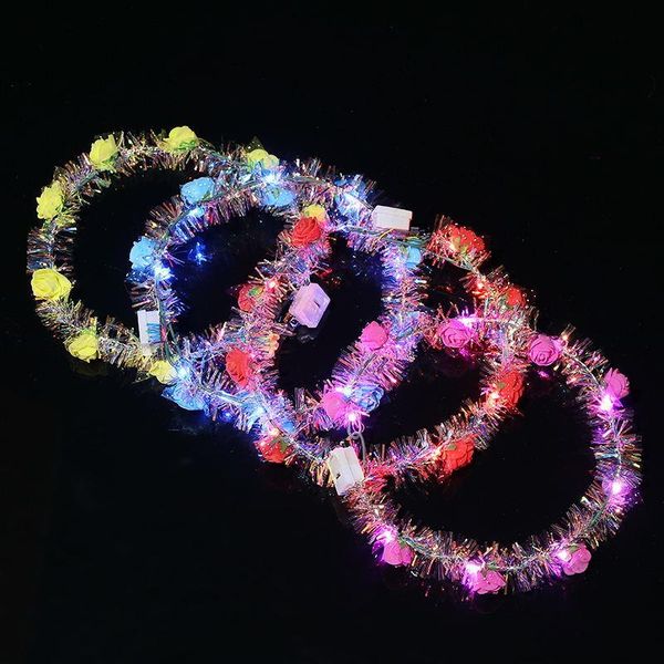 

party decoration led light flower headdress twinkle crown garland wreath headband night banquet birthday wedding