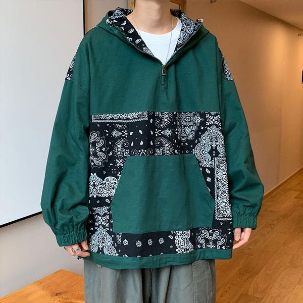 

men's jackets half zipper hoodie/spring/fall pullovers cashew nuts/hew hat/jacket/jacket, Black;brown
