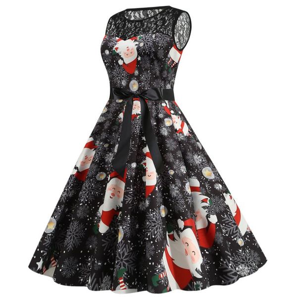 

casual dresses autumn and winter women christmas sleeveless lace 1950s housewife evening party prom dress elegant, Black;gray