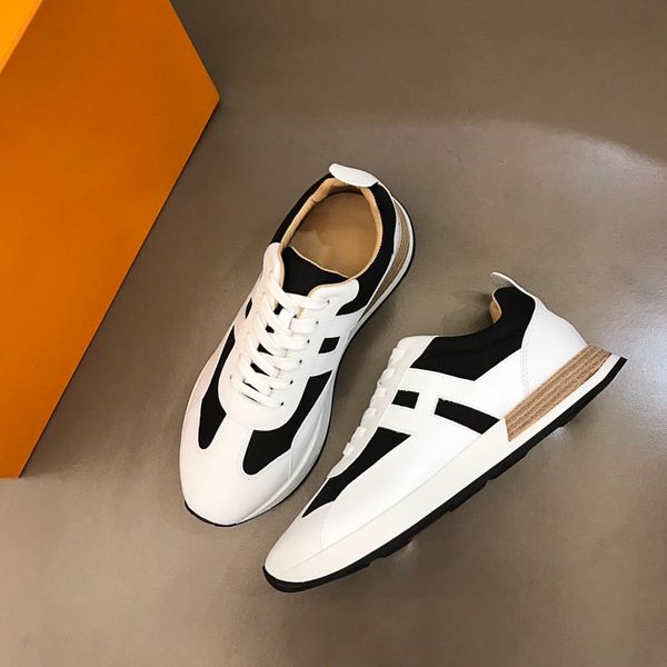 

2021ss luxury designer men sneakers fashion real leather platform shoes flat casual party wedding shoes with original box, Black