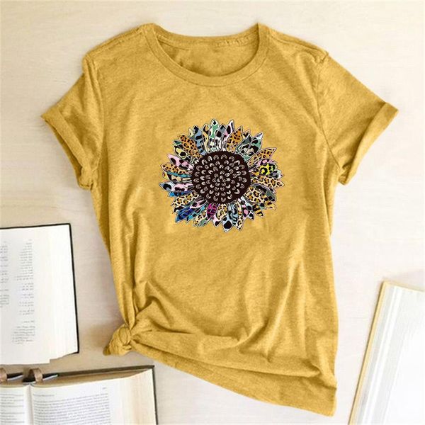 

sunflower printing short sleeve women t shirt summer vintage flowers graphic tees mujer de moda verano, White