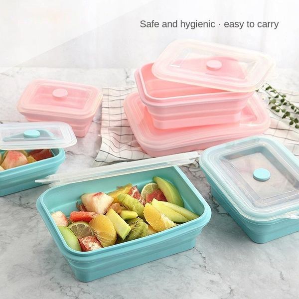 

dinnerware sets silicone collapsible lunch box storage container bento bpa microwavable portable picnic camping rectangle outdoor