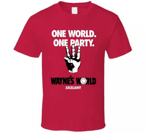 

waynes world parody fan poster funny movie fan t shirt, White;black