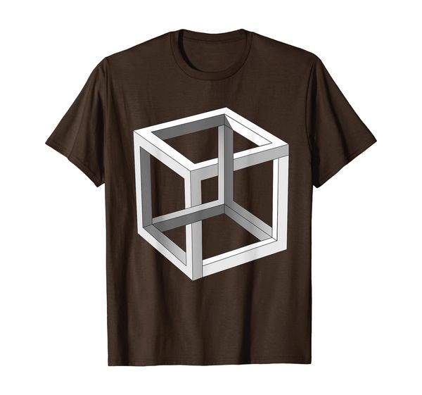 

impossible cube (irrational cube) optical illusion t-shirt, White;black