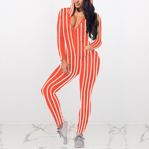 

women's jumpsuits & rompers european and american striped print hooded sleeveless jumpsuit v-neck zip slim fashion workwear overalls, Black;white