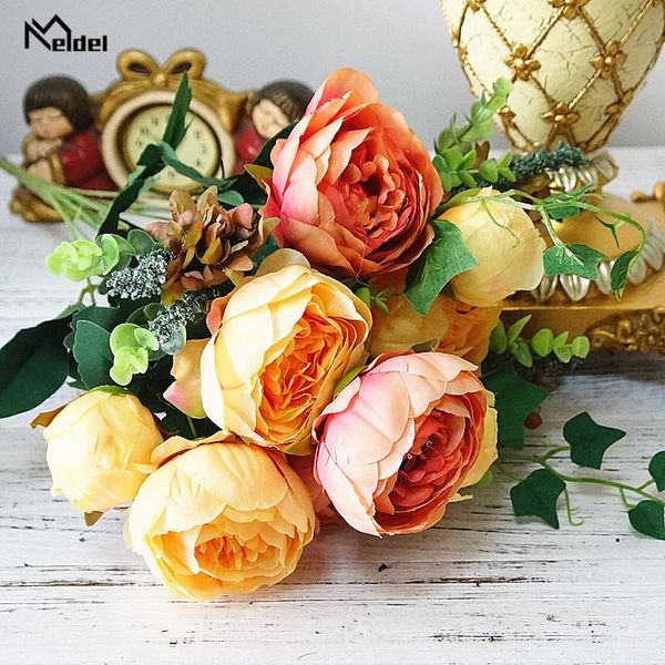 

decorative flowers & wreaths artificial peonies bouquet 12 branch big flower bunch for party home wedding decor accessories fake silk