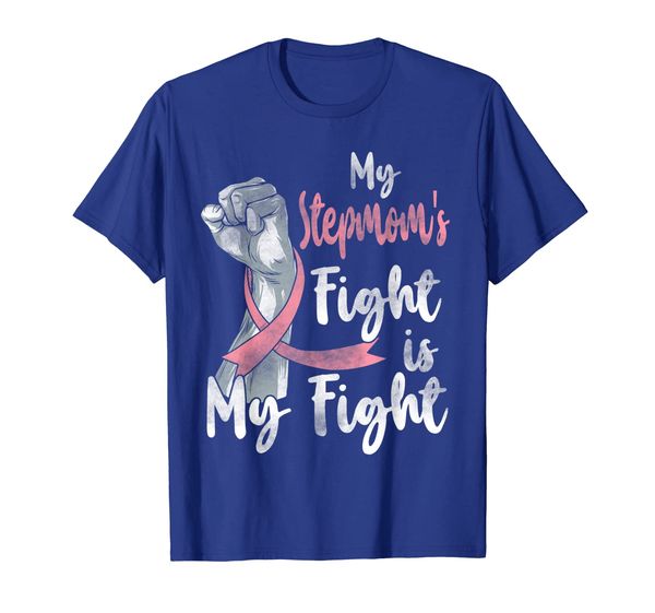 

my stepmom's fight is my fight breast cancer support tshirt, White;black