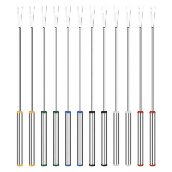 

forks ounona 12pcs 24cm stainless steel cheese fondue with heat resistant handle for cooking baking roasting (random handl